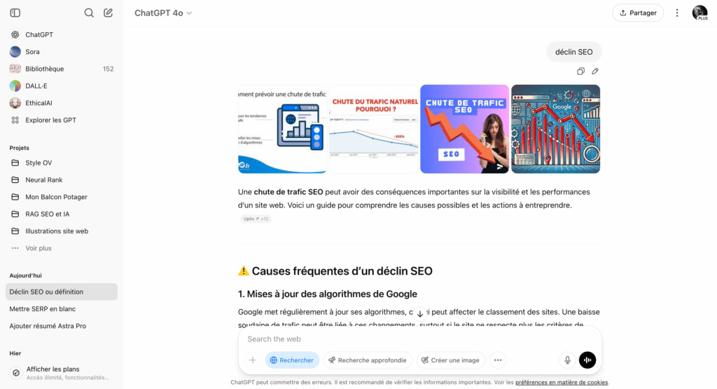 Sources dans ChatGPT
